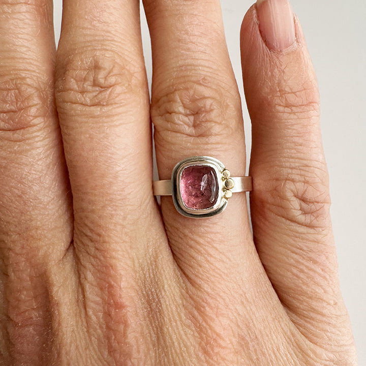 Pink Tourmaline Aura Ring