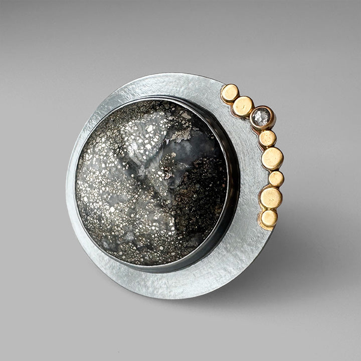 Pyrite in Agate Aura Ring