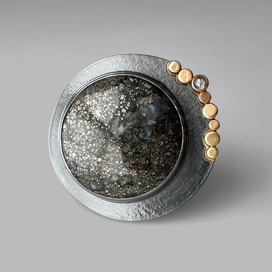 Pyrite in Agate Aura Ring