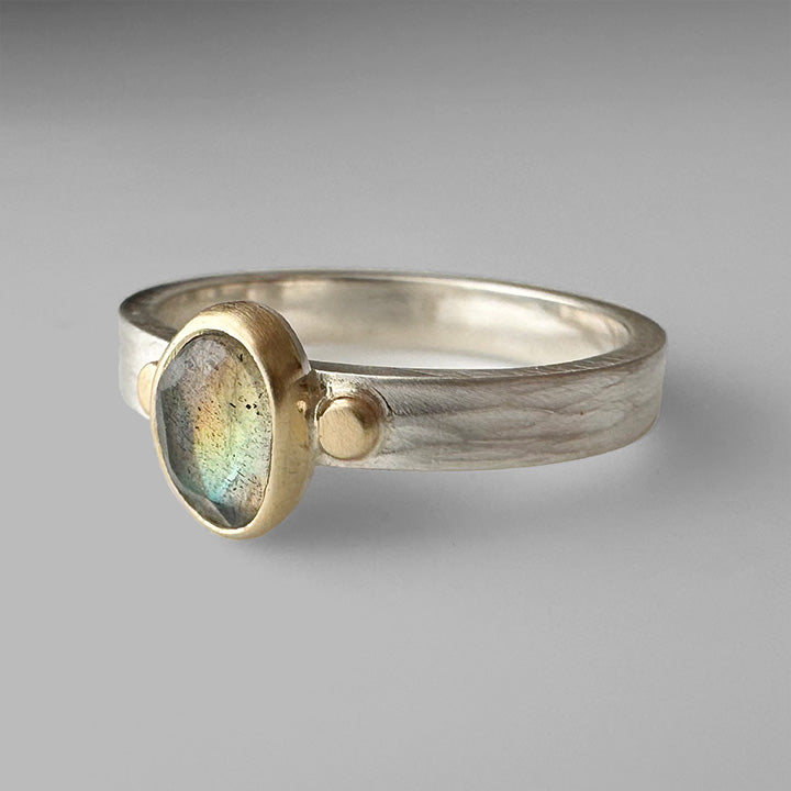 Rainbow Labradorite Aura Ring