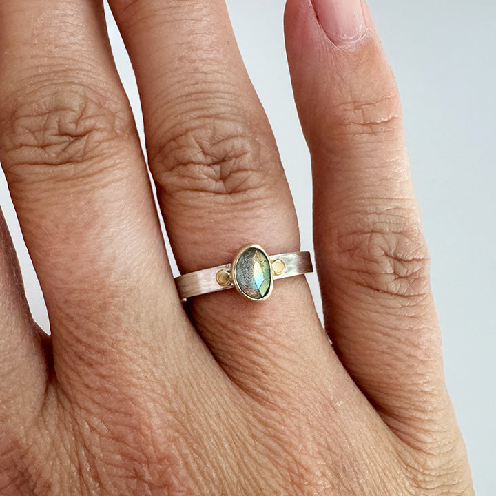 Rainbow Labradorite Aura Ring