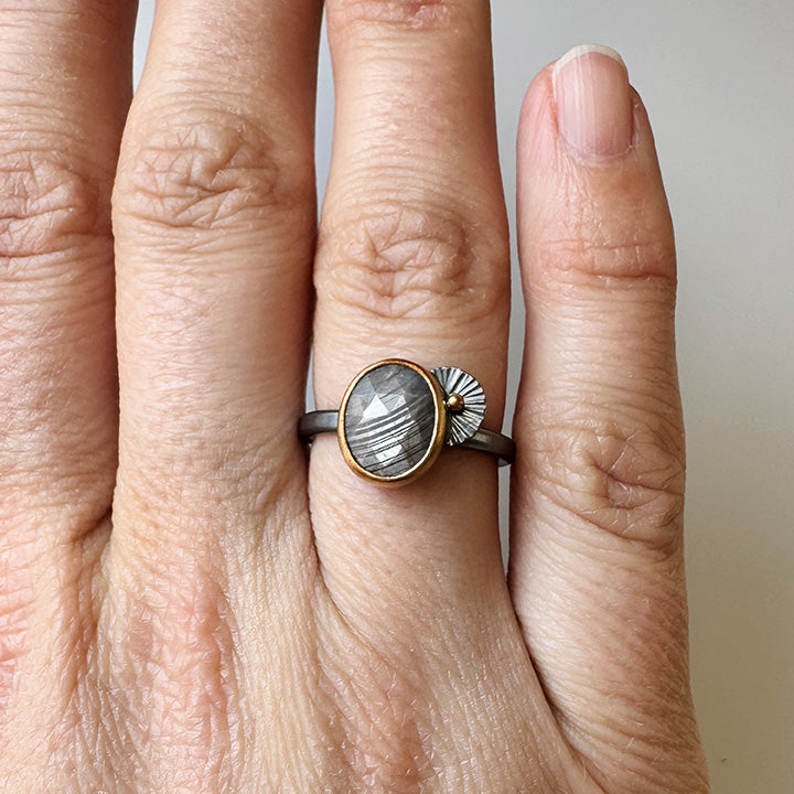 Silver Sapphire Guppy Ring