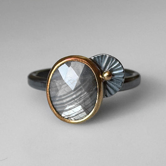 Silver Sapphire Guppy Ring