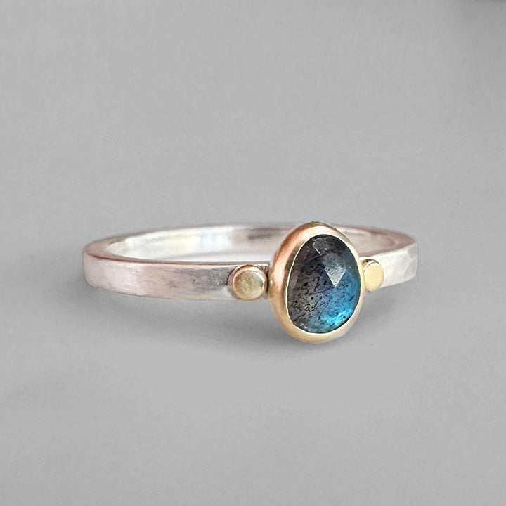 Bright Blue Labradorite Aura Ring