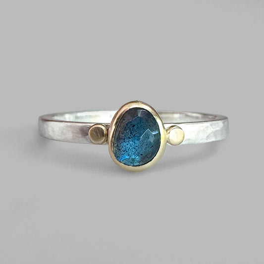 Bright Blue Labradorite Aura Ring