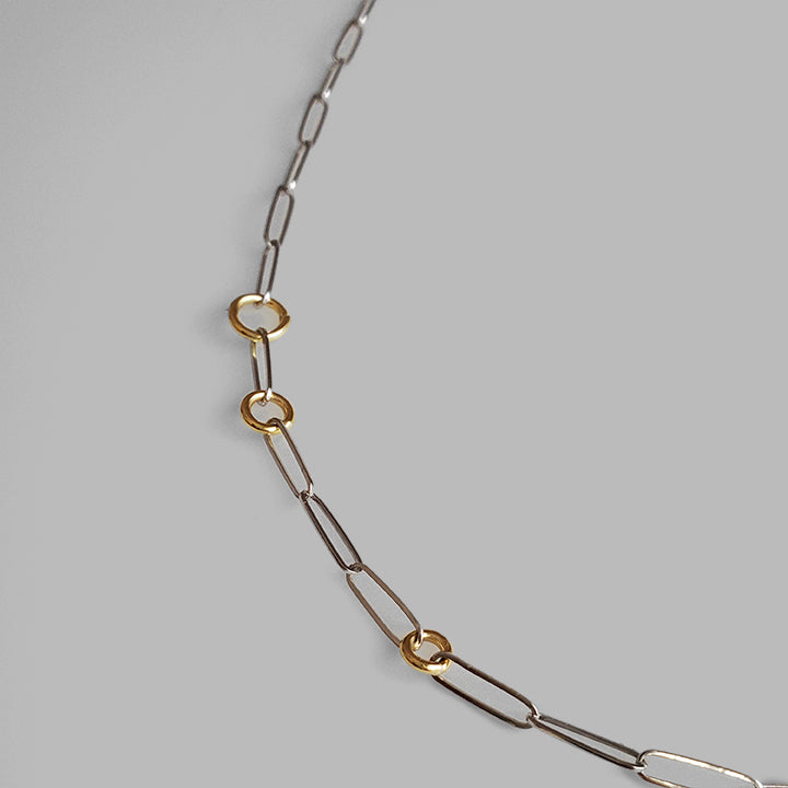 small gold link in silver chain simple necklace