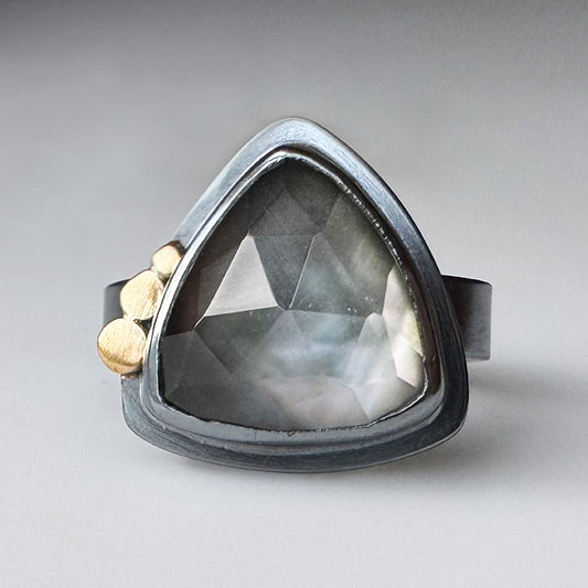 Tahitian and Quartz Aura Ring