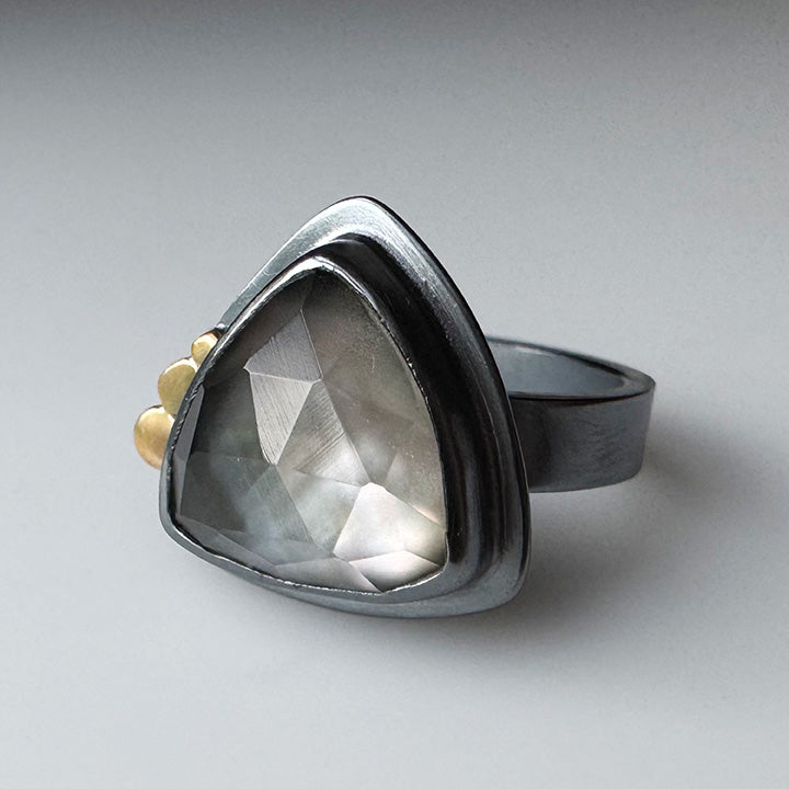 Tahitian and Quartz Aura Ring