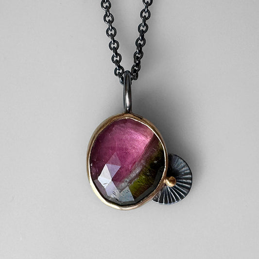 Watermelon Tourmaline Guppy Necklace