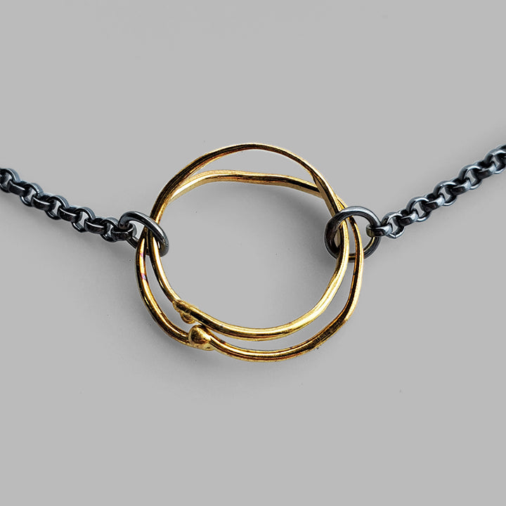 Hammered Gold Knot Link Necklace